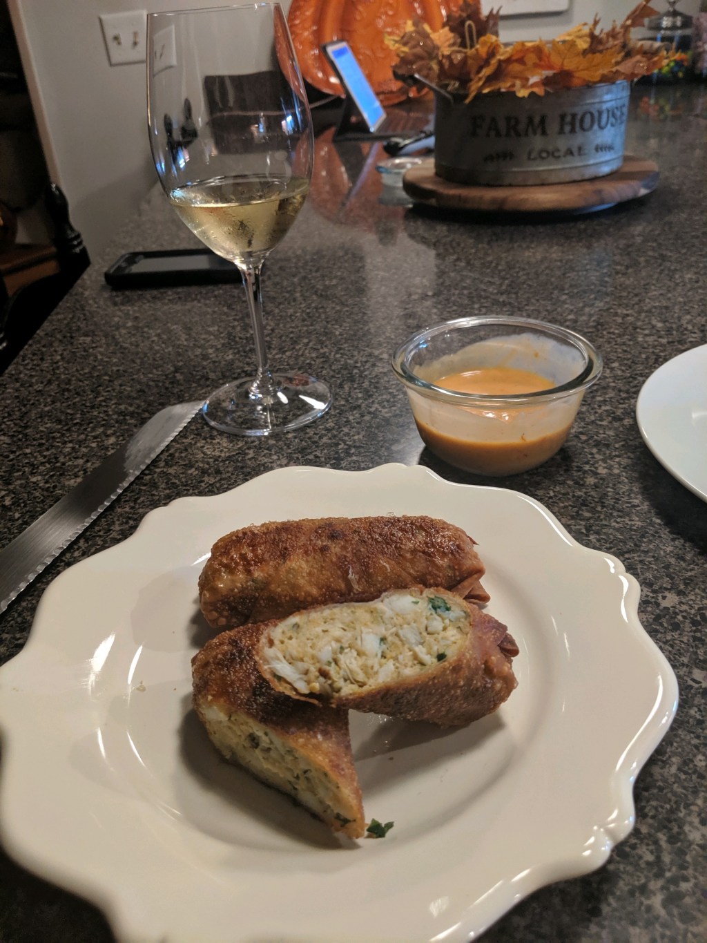 CRAB CAKE EGG ROLLS WITH CHILI DIPPING&nbsp;SAUCE